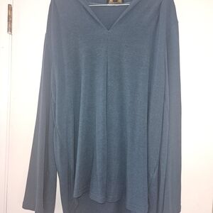 Suzanne Betro Teal V-Neck Knit Top